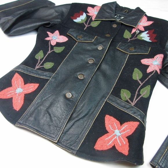VTG Genuine Leather Boho Biker Jacket, Sz M L - Picture 3 of 9